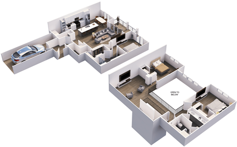 Floor plan for 3 beds, 2.5 baths, 1959 sqft